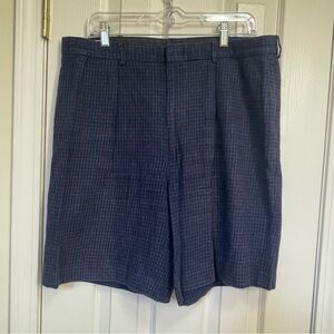 Polo Ralph Lauren navy window pane linen cotton blend shorts 8” inseam 36
